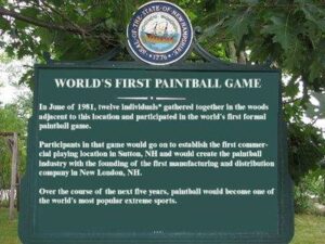 The first paintball game was played in June of 1981, in Sutton, New Hampshire