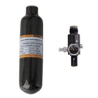 IORMAN 0.35L 4500psi Carbon Fiber Air Tank & Fill Station with Regulator for PCP Paintball（Empty Bottle） (Black)