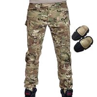 Military Army Tactical Airsoft Paintball Shooting Pants Combat Men Pants with Knee Pads Multicam MC (L)