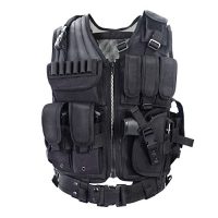 YAKEDA Tactical Vest Outdoor Ultra-Light Breathable Combat Training Vest Adjustable for Adults 600D Encryption Polyester-VT-1063 (Black) (Black)